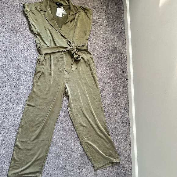 Plus Size Satin Surplice Jumpsuit - Picture 6 of 9